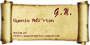 Gyenis Márton névjegykártya